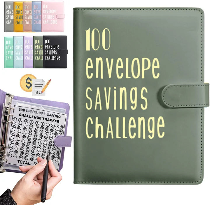 100 Envelopes Challenge: Iridescent A5 Binder with Cash Slots - Vibrant Book for $5,050 Savings | Colorful Budget Organizer(Colored Silver)