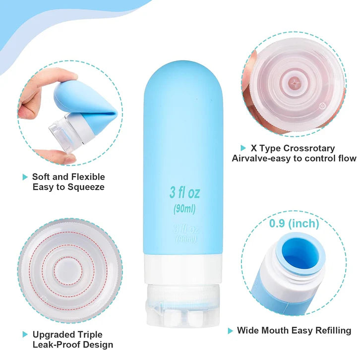 20Pcs Silicone Travel Bottles for Toiletries Kit, 3 Oz Tsa Approved Travel Toiletry Containers Leak Proof, Travel Size Bottles Shampoo and Conditioner, Refillable Squeeze Tubes Lotion Liquid Container